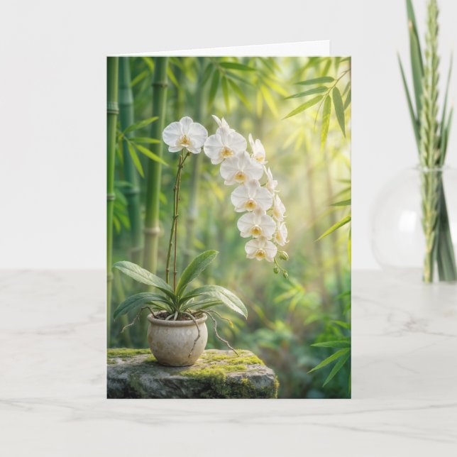Cartão Orquídeas Brancas e Bambu da Simpatia (Frente)
