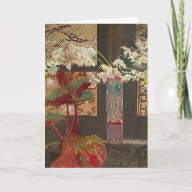 Cartão Orquídeas Brancas e um Peão | Leon Wyczółkowski (Frente)