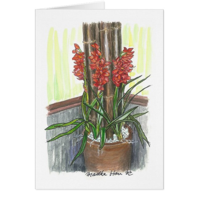 Cartão Orquídeas com bambu (Frente)