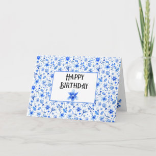 Cartão Orquídeas Tropicais Azuis Cobalto Personalizadas F