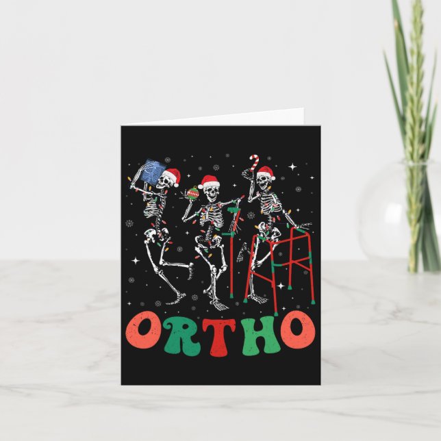 Cartão Ortho Squad Dancing Skeletons Natal Ortopédico (Frente)