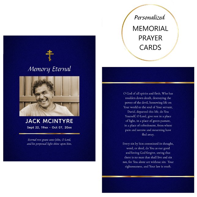 Cartão Ortodoxo Funeral Azul Escuro e Dourado (Criador carregado)