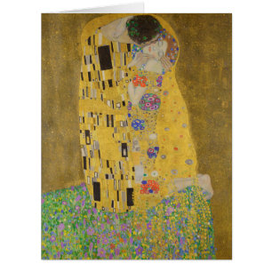 Cartão Os amantes beijando o abraço de Gustav Klimt