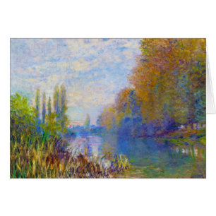 Cartão Os bancos do Seine no outono Claude Monet