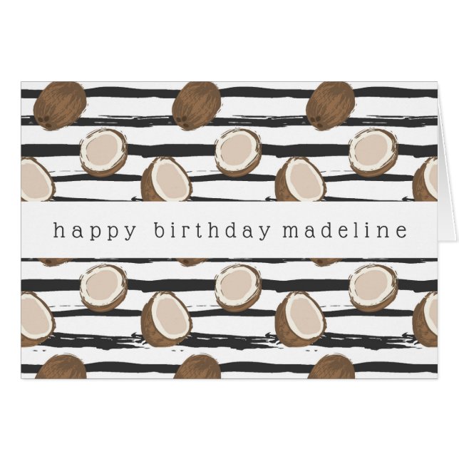 Cartão Os cocos no Grunge listram o teste padrão (Frente Horizontal)