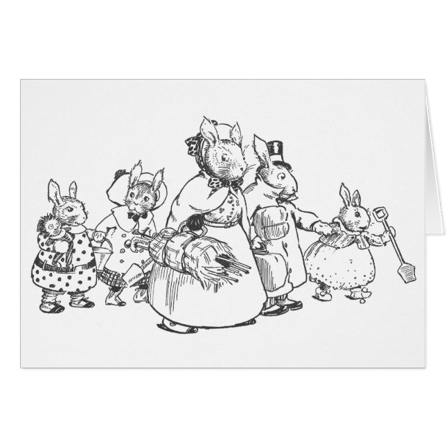 Cartão Os coelhos em férias (Frente Horizontal)