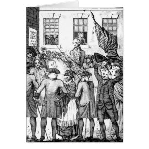 Cartão Os colonos americanos declararam-se