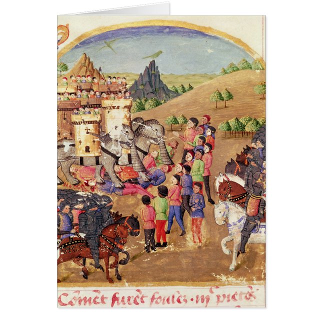 Cartão Os elefantes da guerra (Frente)