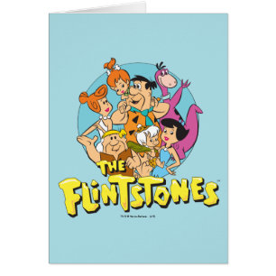 Cartão Os Flintstones e o gráfico da família dos Rubble