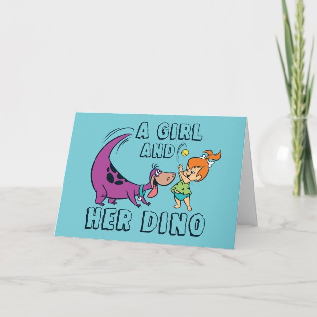 Cartão Os Flintstones | Pebbles & Dino Play Ball (Frente)