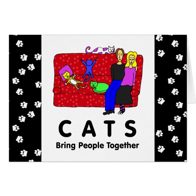 Cartão Os gatos trazem pessoas junto (Frente Horizontal)