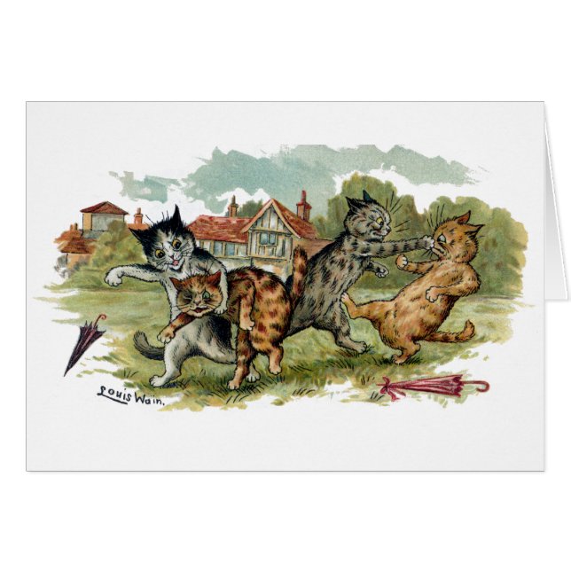 Cartão Os gatos trocam perfuradores (Frente Horizontal)