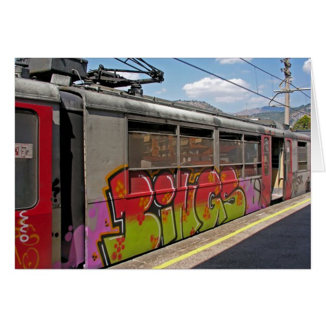 Cartão Os grafites cobriram o trem italiano (Frente Horizontal)