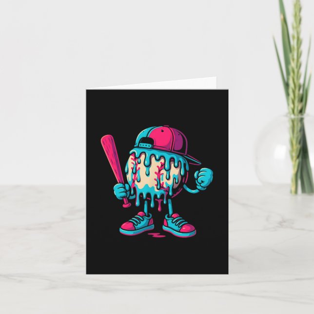 Cartão Os Jovens Com Sorvete De Baseball Respeitam O Dri (Frente)
