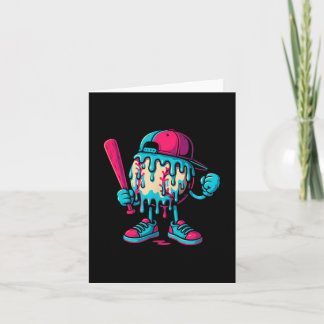 Cartão Os Jovens Com Sorvete De Baseball Respeitam O Dri