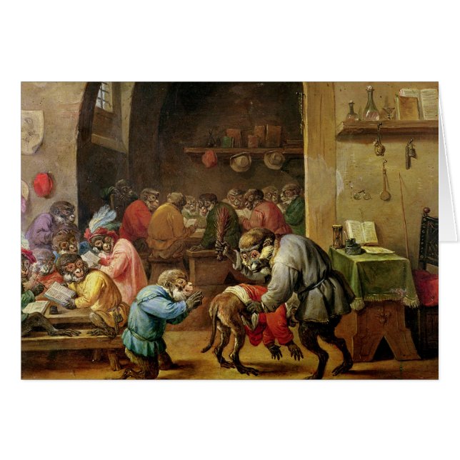 Cartão Os macacos na escola (Frente Horizontal)