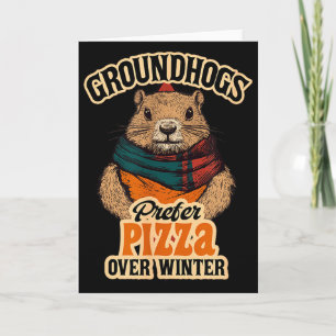 Cartão Os marmotas preferem pizza a diversão de inverno e