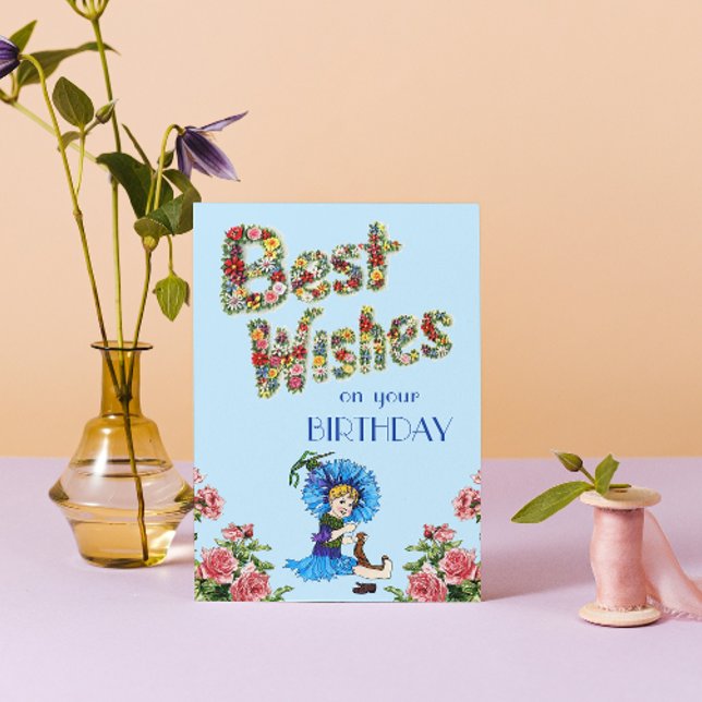 Cartão Os melhores votos para o seu aniversário Wildflowe (Criador carregado)