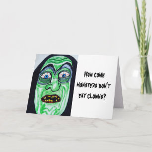 Cartão OS MONSTERS DE HALLOWEEN NÃO COMEM A placa CLOWNS