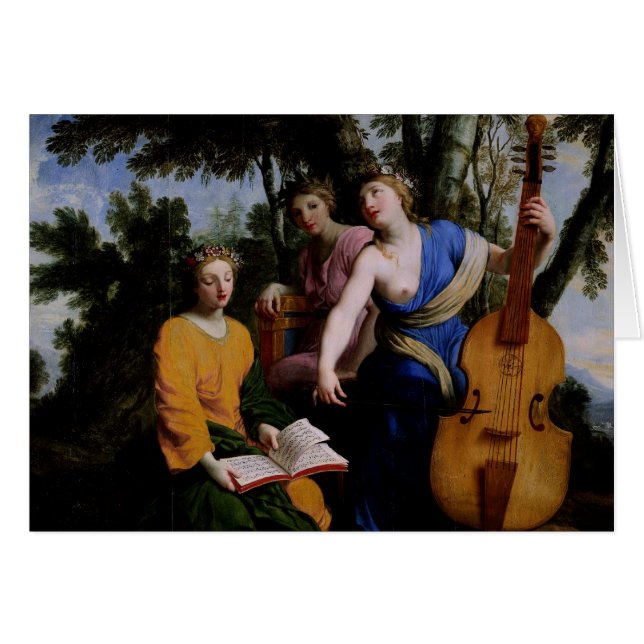 Cartão Os musas Melpomene, Erato e Polymnia, 1652-55 (Frente Horizontal)