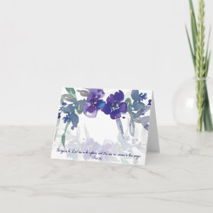 Cartão Os olhos do Senhor, floral de aquarela roxa Não