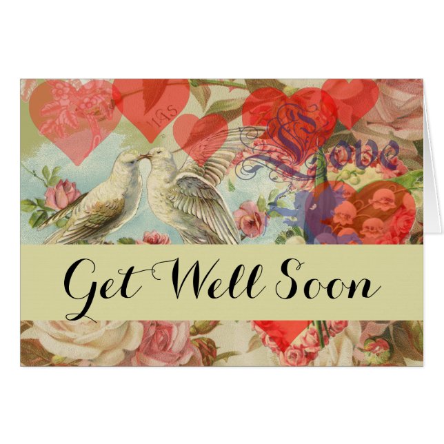 Cartão Os pássaros adoram o coração antigo (Frente Horizontal)