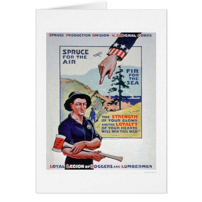 Cartão Os registadores e os Lumbermen ajudam ao esforço (Frente)