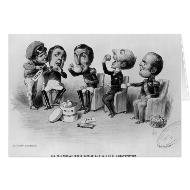 Cartão Os Reis Absolutos Forçados a Engolir a Pílula (Frente Horizontal)