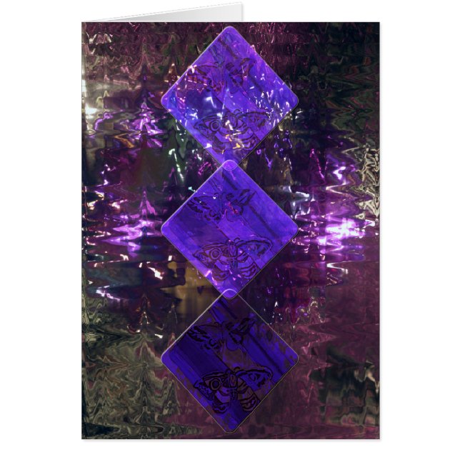 Cartão Os três dos diamantes no roxo (Frente)