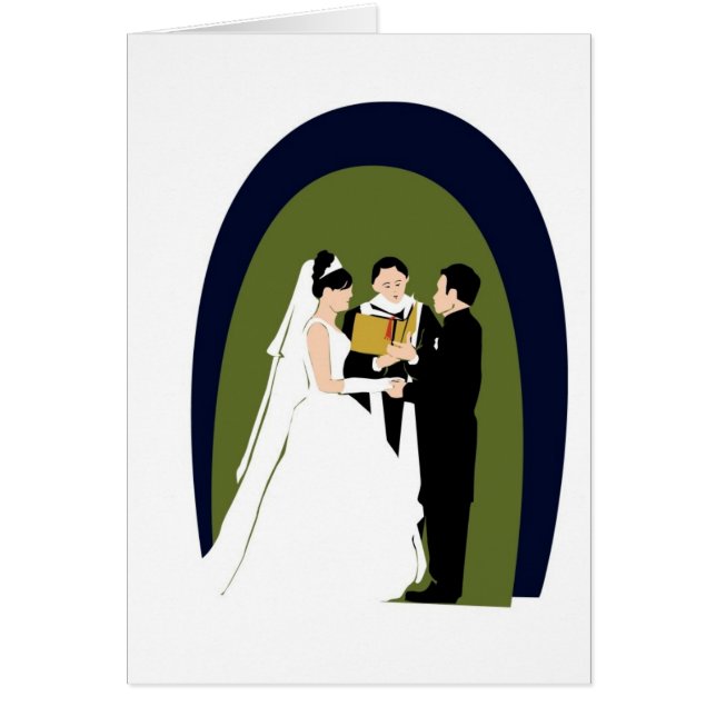 Cartão Os votos, a noiva, o noivo e o oficial (Frente)