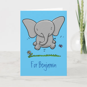 Cartão Ótima ilustração de desenho animado de elefante