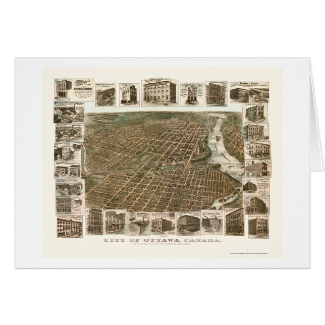 Cartão Ottawa, SOBRE, mapa panorâmico de Canadá - 1895 (Frente Horizontal)