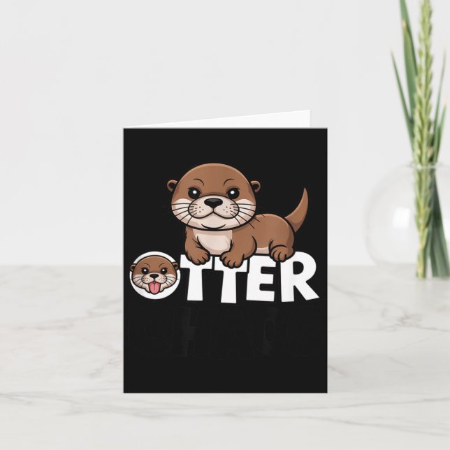 Cartão Otter Chaos Funny Animal Lover Cute Pun Sayings Qu (Frente)