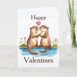 Cartão Otter Valentines Day Card