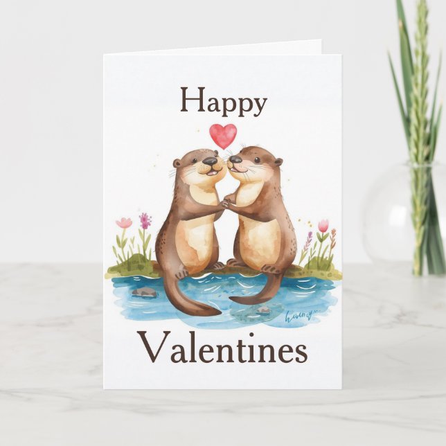 Cartão Otter Valentines Day Card (Frente)