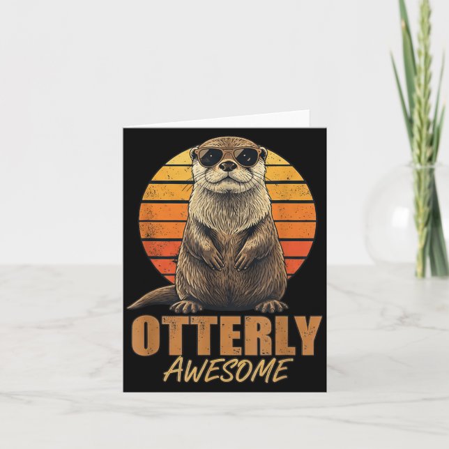 Cartão Otterly Awesome Retro Sunset Sea Otter Lover Graph (Frente)