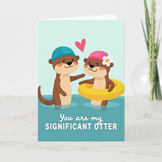 Cartão Otters In Love Greeting Card (Frente)