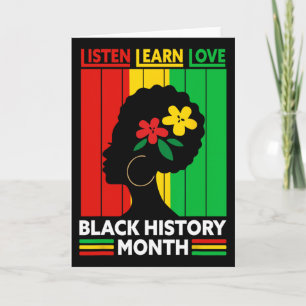 Cartão Ouça Aprenda Ame Mês da História Negra Afro Americ