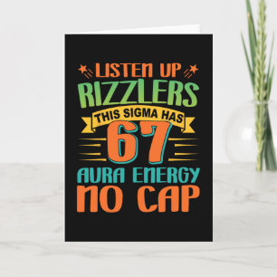 Cartão Ouça Rizzlers 67 Aura Energy Seis Sete Engraçado 