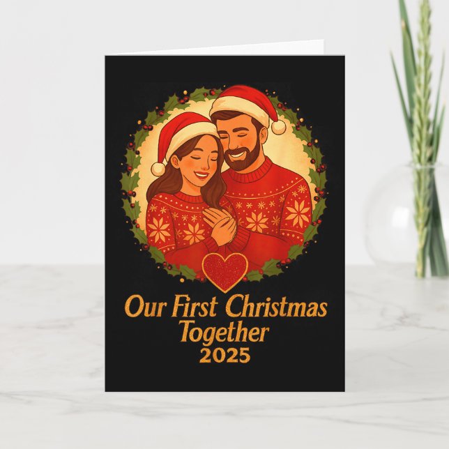 Cartão Our First Christmas Together 2025 Matching Couple  (Frente)