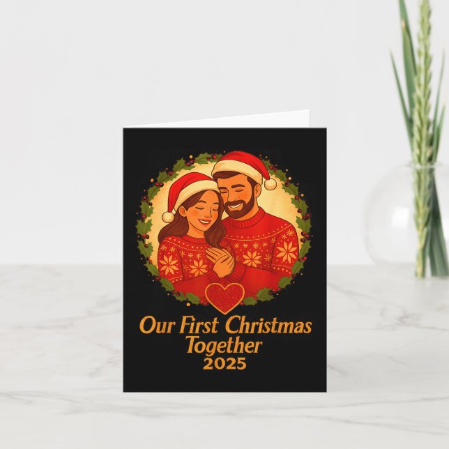 Cartão Our First Christmas Together 2025 Matching Couple  (Frente)