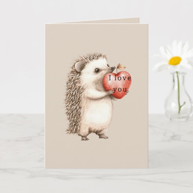 Cartão ouriços com amor no coração (Planta pequena)