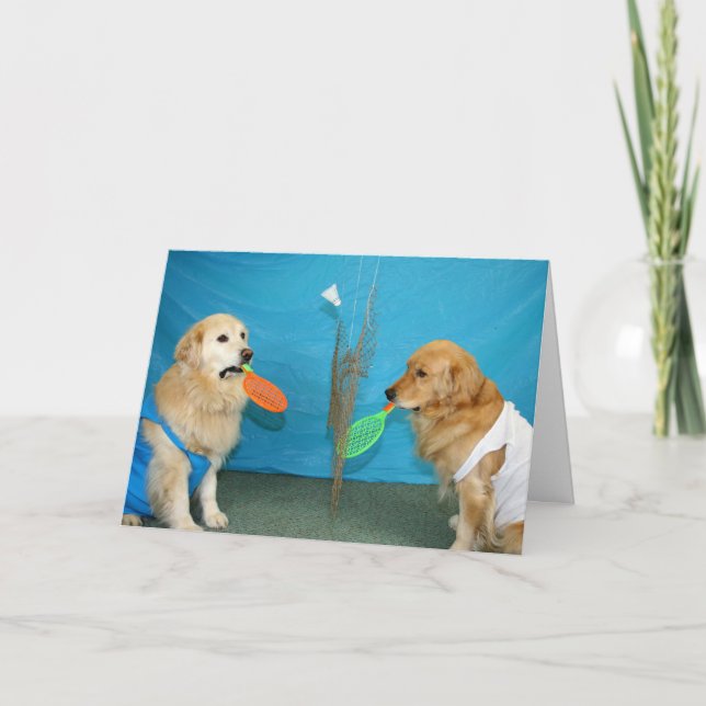 Cartão Ouro Badminton Aniversário (Frente)