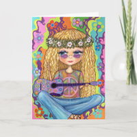 Ouro Cabelo Hippie Pintinho Púrpura Guitarra Sinal