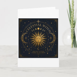 Cartão Ouro Celestial Sol Explosão Lua & Estrelas Espirit
