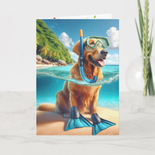 Cartão Ouro de aniversário - Retriever Scuba Diver
