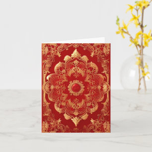 Cartão Ouro de estilo retro vermelho
