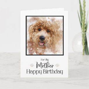 Cartão Ouro Doodle Cavapoo Feliz Aniversário Mãe