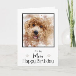 Cartão Ouro Doodle Cavapoo Feliz Aniversário Mãe