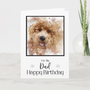 Cartão Ouro Doodle Cavapoo Feliz Pai de Aniversário